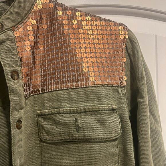 Anthropologie Olive Green Denim Button Down Shirt/Jacket Women’s Size 0 - Picture 4 of 13